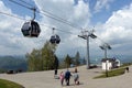 Cable lift at the resort `Manzherok` in the Altai Mountains