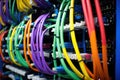 cable management solution in a populated server rack Royalty Free Stock Photo