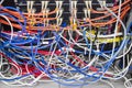 Cable network in server room cable tangled of poorly routed cables Concept Organized Royalty Free Stock Photo