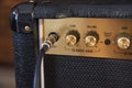 Guitar amplifier closeup, cable connected Royalty Free Stock Photo