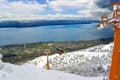 Cable railway over the snow Royalty Free Stock Photo