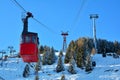 Cable red car transportation at 2000m in Bucegi Mountains, Sinaia