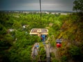 Cable ropeway view from the top in haridwar india, cable trolley view of Ganga river Royalty Free Stock Photo
