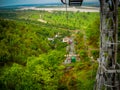 Cable ropeway view from the top in haridwar india, cable trolley view of Ganga river Royalty Free Stock Photo