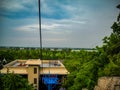 Cable ropeway view from the top in haridwar india, cable trolley view of Ganga river Royalty Free Stock Photo