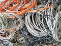 Cable scrap collected in a box for melting down and recycling Royalty Free Stock Photo