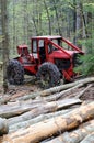 Cable skidder and logs Royalty Free Stock Photo