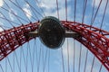 A cable-stayed bridge across the Moscow River. Picturesque bridge in Moscow.