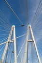 Cable stayed bridge against blue sky background Royalty Free Stock Photo