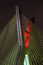 Cable stayed bridge detail in Sao Paulo - Brazil - at night Royalty Free Stock Photo