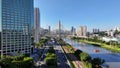 Famous Cable Stayed Bridge At Downtown Sao Paulo Brazil. Royalty Free Stock Photo