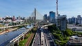 Famous Cable Stayed Bridge At Downtown Sao Paulo Brazil. Royalty Free Stock Photo