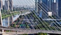 Famous Cable Stayed Bridge At Downtown Sao Paulo Brazil. Royalty Free Stock Photo