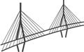 Cable-stayed bridge drawing, Millau viaduct, France Royalty Free Stock Photo