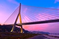 Cable-stayed bridge at dusk in Kaohsiung, Taiwan