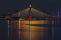 Cable-stayed bridge on the Han River in night illumination. Danang, Vietnam Royalty Free Stock Photo