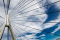 Cable-stayed bridge, the image showing its stay cable with cloudy sky day.