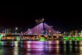 Cable-stayed bridge in the night Royalty Free Stock Photo