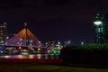 Cable-stayed bridge in the night Royalty Free Stock Photo