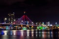 Cable-stayed bridge in the night Royalty Free Stock Photo