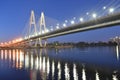 Cable-stayed bridge at night Royalty Free Stock Photo