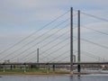 Cable-stayed bridge over the Rhine River in Dusseldorf, Germany. Royalty Free Stock Photo