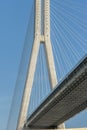 Cable-stayed bridge pillar. Royalty Free Stock Photo