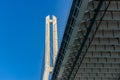 Cable-stayed bridge pillar. Royalty Free Stock Photo
