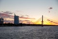 Cable-stayed bridge, Riga. Night view