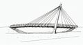 Cable-stayed bridge sketch features a single inclined pylon from which multiple Royalty Free Stock Photo