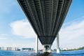 Cable stayed bridge spanning Saint Petersburg Neva river Royalty Free Stock Photo