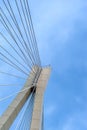 Cable-stayed bridge at sunset against a beautiful sky. Royalty Free Stock Photo