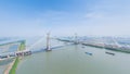 Cable-stayed bridge under construction on Yangtze River Royalty Free Stock Photo