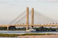 Cable-stayed Martinus Nijhoffbridge over river Waal