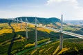 Cable-stayed Millau Viaduct spanning Tarn River valley, France Royalty Free Stock Photo
