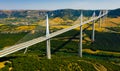 Cable-stayed Millau Viaduct spanning Tarn River valley, France Royalty Free Stock Photo