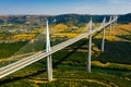 Cable-stayed Millau Viaduct spanning Tarn River valley, France Royalty Free Stock Photo