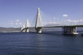 Cable-stayed suspension bridge crossing Corinth Gulf strait, Greece Royalty Free Stock Photo