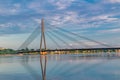 Cable-stayed Vansu Bridge crosses the Daugava river in Riga, Latvia Royalty Free Stock Photo