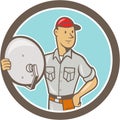 Cable TV Installer Guy Cartoon Royalty Free Stock Photo