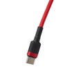 Cable type c in red braid isolated on a white background