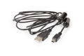 Cable USB to mini-USB close-up at selective focus Royalty Free Stock Photo