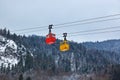 Cable way at mountains ski resort St. Gilgen - Austria