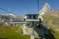 Cable way to mount small Matterhorn over Zermatt in the Swiss alps Royalty Free Stock Photo