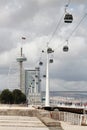 Cable Way and the Vasco Da Gama bridge in Nations Park in Lisbon, Portugal