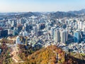 Cable way and wall at Namsan mountain and Seoul