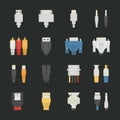 Cable wire computer icons with black background