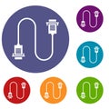 Cable wire computer icons set Royalty Free Stock Photo