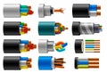 Cable wire, electric, fiber or copper power in cut