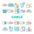 Cable Wire Electrical System Icons Set Vector Royalty Free Stock Photo